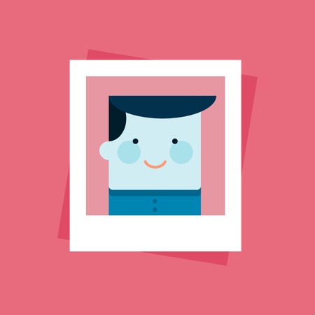portrait photo of a smiling person, illustrationのイラスト素材