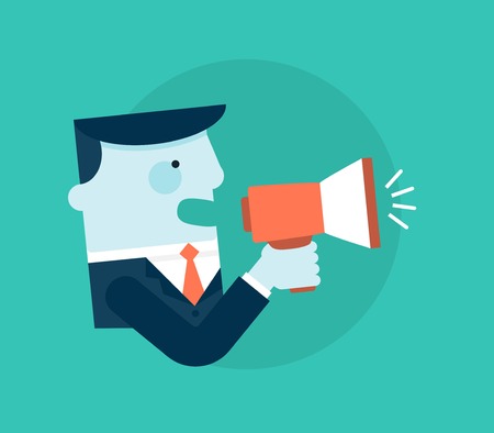 concept banner of person speaking in megaphone, illustrationのイラスト素材
