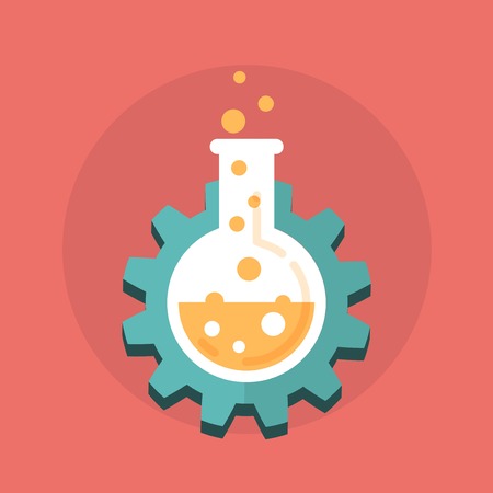 gear with a chemistry bottle,illustrationのイラスト素材