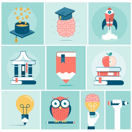 set of education related concept banners, illustrationのイラスト素材