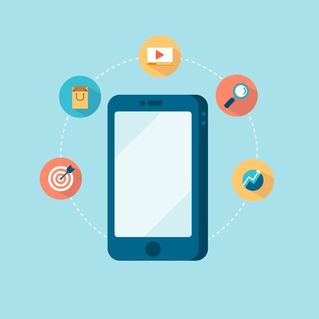 concept of mobile marketing, flat vector illustrationのイラスト素材
