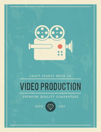 vintage poster for video production, vector illustrationのイラスト素材