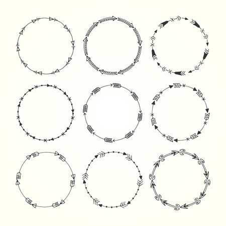 vintage hand drawn decorative frames made of arrow elements, vector illustrationのイラスト素材