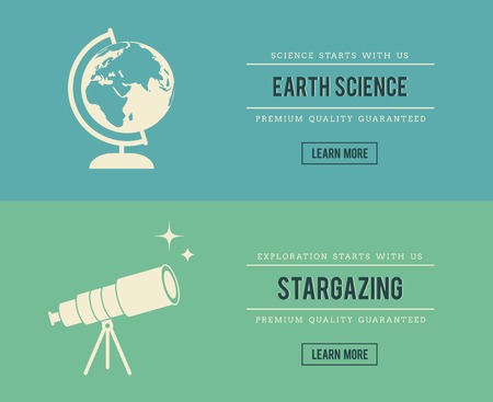 set of vintage science related banners, vector illustrationのイラスト素材
