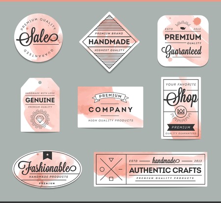 set of beautiful artistic labels, vector illustrationのイラスト素材