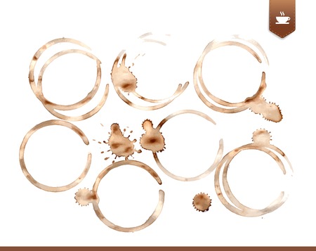 set of realistic coffee stains, vector illustrationのイラスト素材