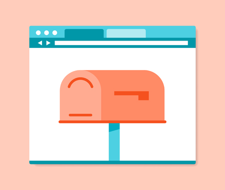 Flat design style mailbox in internet browser, vector illustrationのイラスト素材