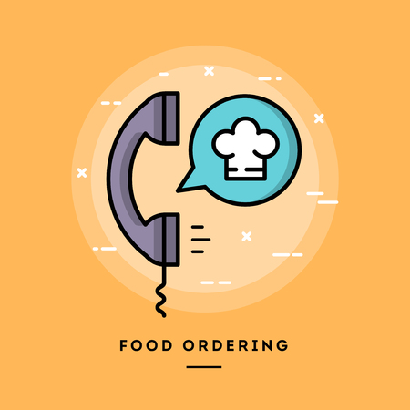 Food ordering, flat design thin line banner, usage for e-mail newsletters, web banners, headers, blog posts, print and moreのイラスト素材