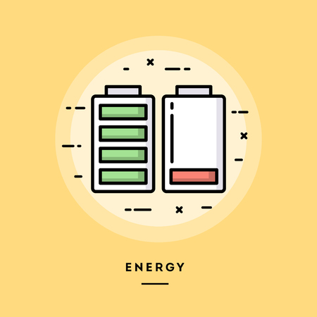 Energy, flat design thin line banner, usage for e-mail newsletters, web banners, headers, blog posts, print and moreのイラスト素材