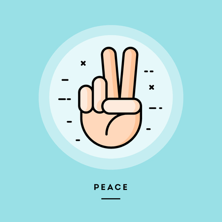 Peace, flat design thin line banner, usage for e-mail newsletters, web banners, headers, blog posts, print and moreのイラスト素材
