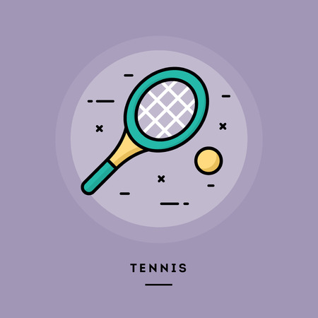 Tennis, flat design thin line banner, usage for e-mail newsletters, web banners, headers, blog posts, print and moreのイラスト素材