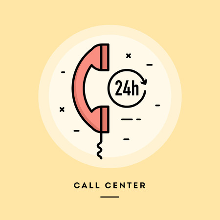 Call center, flat design thin line banner, usage for e-mail newsletters, web banners, headers, blog posts, print and moreのイラスト素材