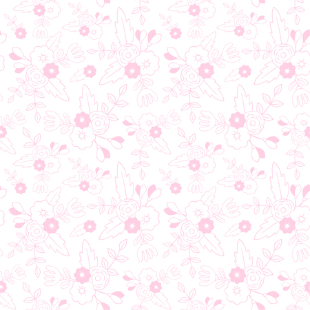 Beautiful floral seamless pattern. Perfect for textile, wrapping, web and all kind of decorative projects. Vector illustration. Vector illustration.のイラスト素材