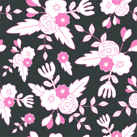 Beautiful floral seamless pattern. Perfect for textile, wrapping, web and all kind of decorative projects. Vector illustration. Vector illustration.のイラスト素材