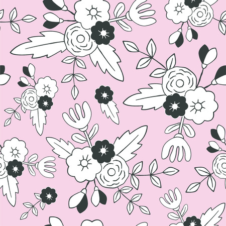 Beautiful floral seamless pattern. Perfect for textile, wrapping, web and all kind of decorative projects. Vector illustration. Vector illustration.のイラスト素材
