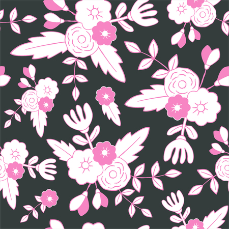 Beautiful floral seamless pattern. Perfect for textile, wrapping, web and all kind of decorative projects. Vector illustration. Vector illustration.のイラスト素材