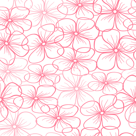 Beautiful floral seamless pattern on a white background. Perfect for textile, wrapping, web and all kind of decorative projects. Vector illustration.のイラスト素材