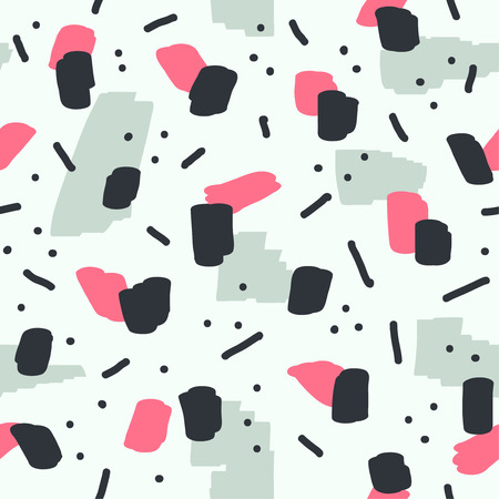 Beautiful abstract seamless repeating pattern. Hand painted artistic style with chaotic paint elements. Perfect for textile, wrapping, web and all kind of decorative projects. Vector illustration.のイラスト素材