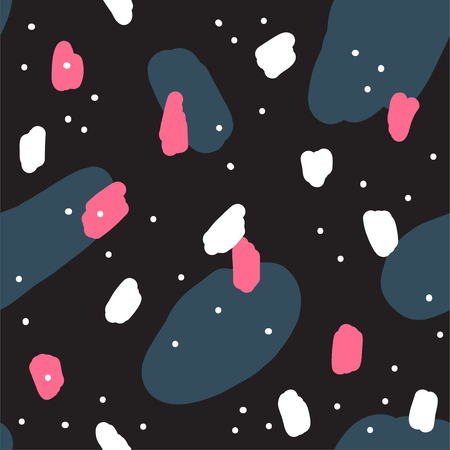 Beautiful abstract seamless repeating pattern. Hand painted artistic style with chaotic paint elements. Perfect for textile, wrapping, web and all kind of decorative projects. Vector illustration.のイラスト素材