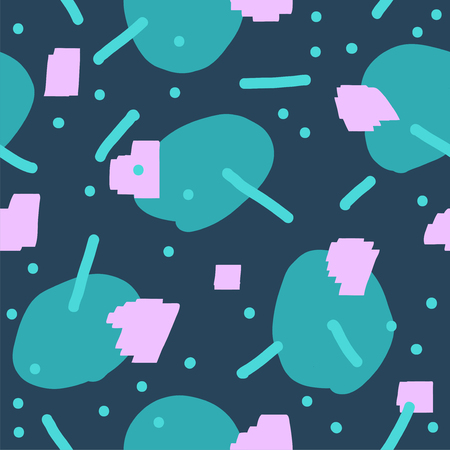 Beautiful abstract seamless repeating pattern. Hand painted artistic style with chaotic paint elements. Perfect for textile, wrapping, web and all kind of decorative projects. Vector illustration.のイラスト素材