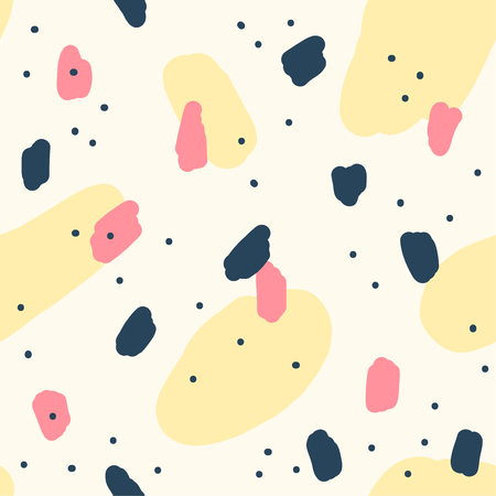 Beautiful abstract seamless repeating pattern. Hand painted artistic style with chaotic paint elements. Perfect for textile, wrapping, web and all kind of decorative projects. Vector illustration.のイラスト素材