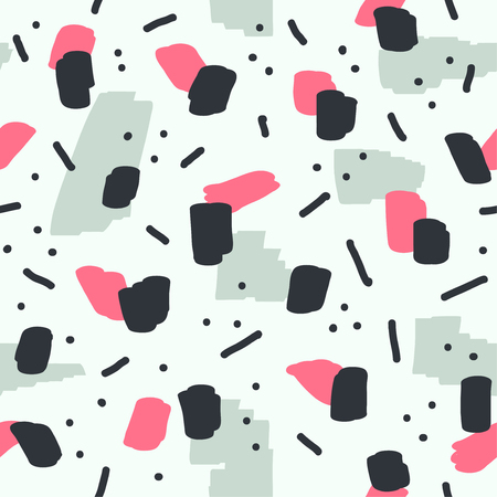 Beautiful abstract seamless repeating pattern. Hand painted artistic style with chaotic paint elements. Perfect for textile, wrapping, web and all kind of decorative projects. Vector illustration.の写真素材