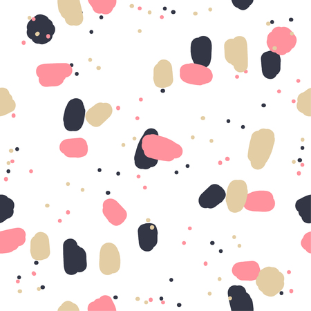 Beautiful abstract seamless repeating pattern. Hand painted artistic style with chaotic paint elements. Perfect for textile, wrapping, web and all kind of decorative projects. Vector illustration.の写真素材