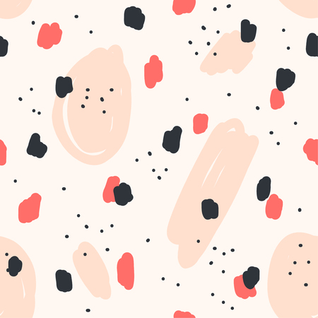 Beautiful abstract seamless repeating pattern. Hand painted artistic style with chaotic paint elements. Perfect for textile, wrapping, web and all kind of decorative projects. Vector illustration.のイラスト素材