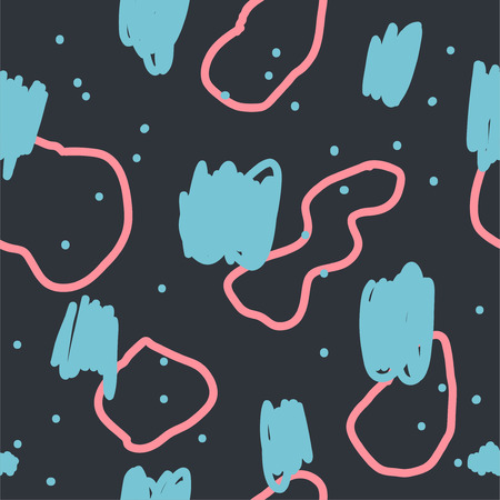 Beautiful abstract seamless repeating pattern. Hand painted artistic style with chaotic paint elements. Perfect for textile, wrapping, web and all kind of decorative projects. Vector illustration.のイラスト素材