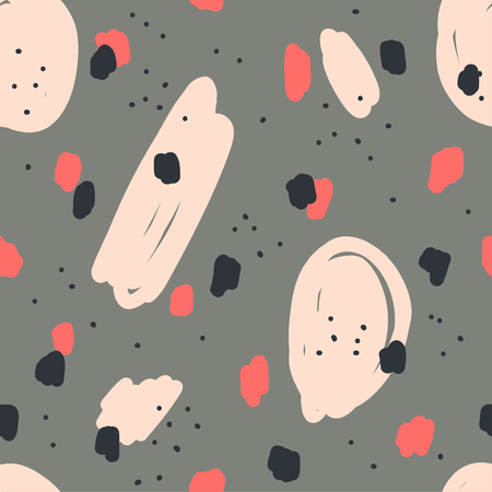 Beautiful abstract seamless repeating pattern. Hand painted artistic style with chaotic paint elements. Perfect for textile, wrapping, web and all kind of decorative projects. Vector illustration.の写真素材