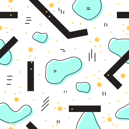 Unique abstract seamless repeating pattern. Geometric and hand drawn elements. Modern style. Perfect for textile, wrapping, print, web and all kinds of decorative projects. Vector illustration.のイラスト素材