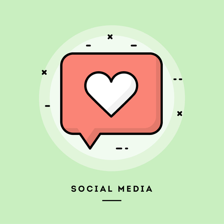 Social media, flat design thin line banner, usage for e-mail newsletters, web banners, headers, blog posts, print and more. Vector illustration.の写真素材