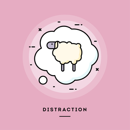 Distraction, flat design thin line banner, usage for e-mail newsletters, web banners, headers, blog posts, print and more. Vector illustration.の写真素材
