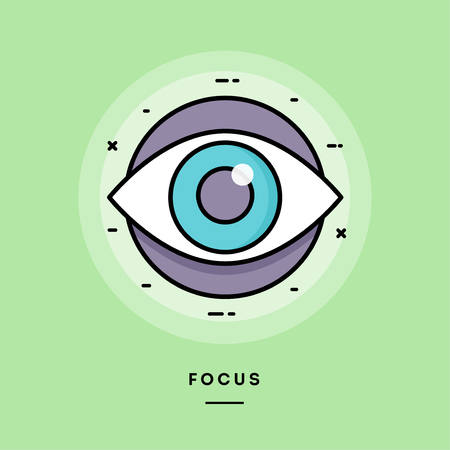 Focus, flat design thin line banner, usage for e-mail newsletters, web banners, headers, blog posts, print and more. Vector illustration.の写真素材