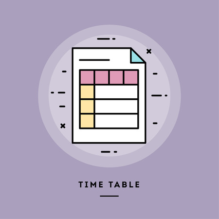 Time table, flat design thin line banner, usage for e-mail newsletters, web banners, headers, blog posts, print and more. Vector illustration.の写真素材