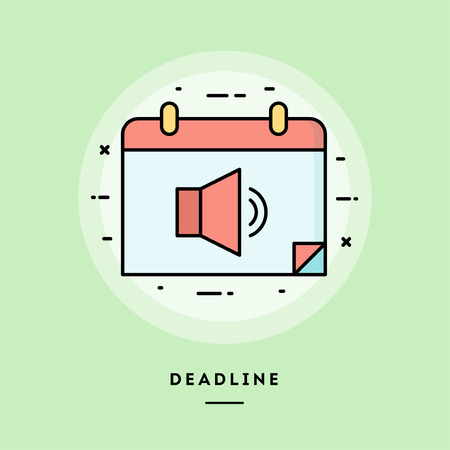 Deadline, flat design thin line banner, usage for e-mail newsletters, web banners, headers, blog posts, print and more. Vector illustration.の写真素材