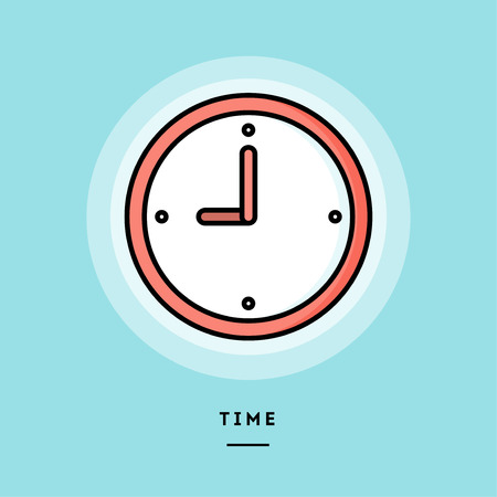 Time, flat design thin line banner, usage for e-mail newsletters, web banners, headers, blog posts, print and more. Vector illustration.のイラスト素材