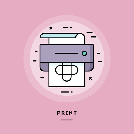 Print, flat design thin line banner, usage for e-mail newsletters, web banners, headers, blog posts, print and more. Vector illustration.の写真素材