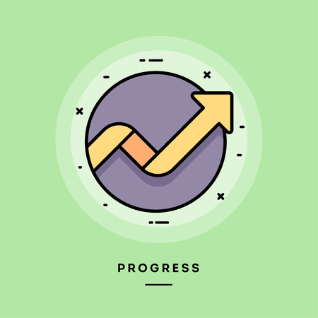 Progress, flat design thin line banner, usage for e-mail newsletters, web banners, headers, blog posts, print and more. Vector illustration.の写真素材