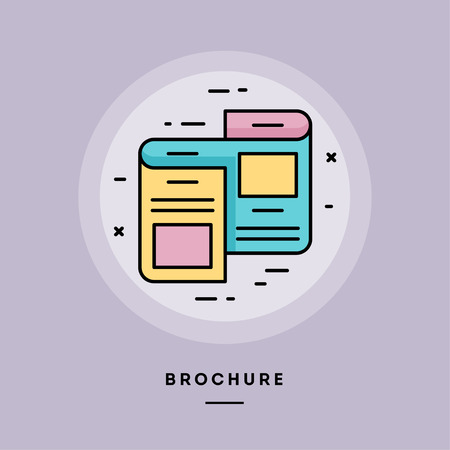 Brochure, flat design thin line banner, usage for e-mail newsletters, web banners, headers, blog posts, print and more. Vector illustration.のイラスト素材