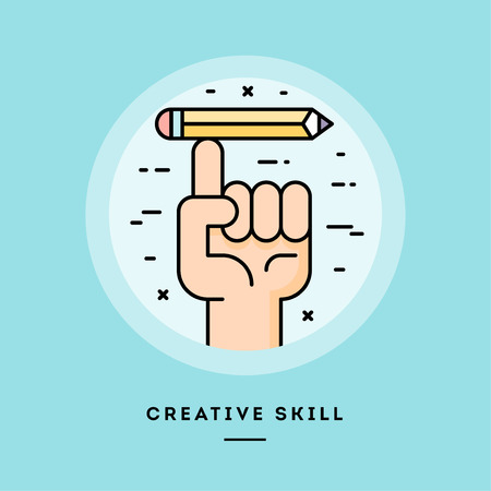 Creative skill, flat design thin line banner, usage for e-mail newsletters, web banners, headers, blog posts, print and more. Vector illustration.の写真素材