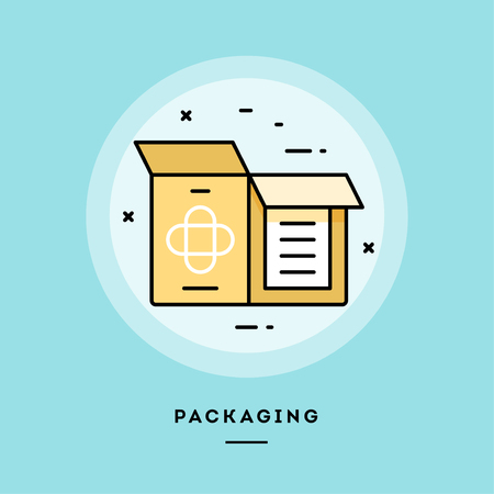 Packaging, flat design thin line banner, usage for e-mail newsletters, web banners, headers, blog posts, print and more. Vector illustration.の写真素材