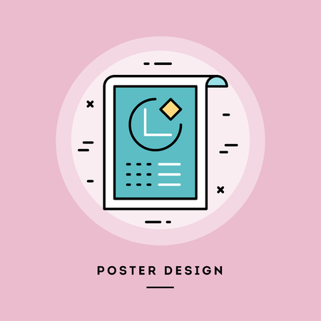 Poster, flat design thin line banner, usage for e-mail newsletters, web banners, headers, blog posts, print and more. Vector illustration.のイラスト素材