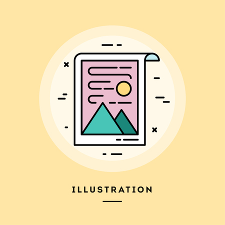 Drawing, flat design thin line banner, usage for e-mail newsletters, web banners, headers, blog posts, print and more. Vector illustration.のイラスト素材