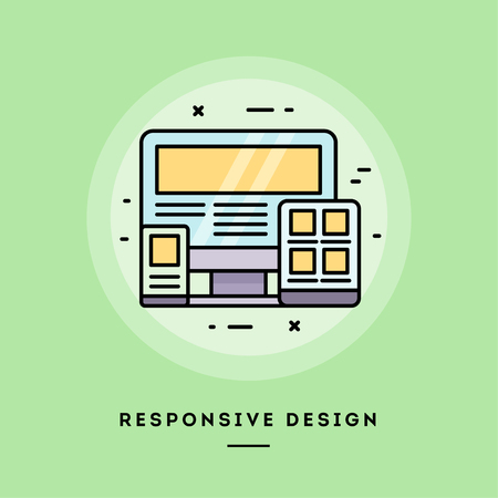 Responsive design, flat design thin line banner, usage for e-mail newsletters, web banners, headers, blog posts, print and more. Vector illustration.の写真素材