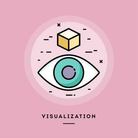 Visualization, flat design thin line banner, usage for e-mail newsletters, web banners, headers, blog posts, print and more. Vector illustration.の写真素材