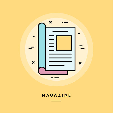 Magazine, flat design thin line banner, usage for e-mail newsletters, web banners, headers, blog posts, print and more. Vector illustration.の写真素材