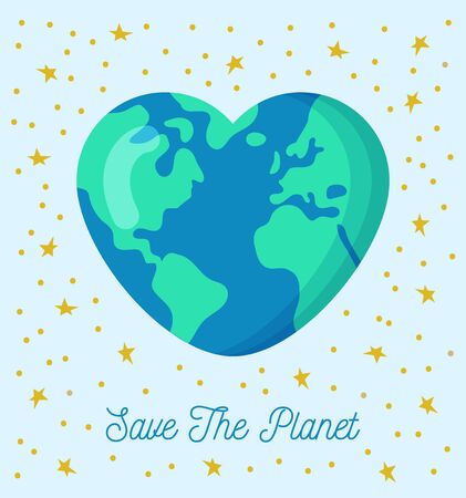 Heart shaped Earth. Save the planet.のイラスト素材