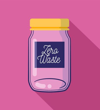 Zero Waste concept. Empty glass jar, flat style with long shadow.のイラスト素材