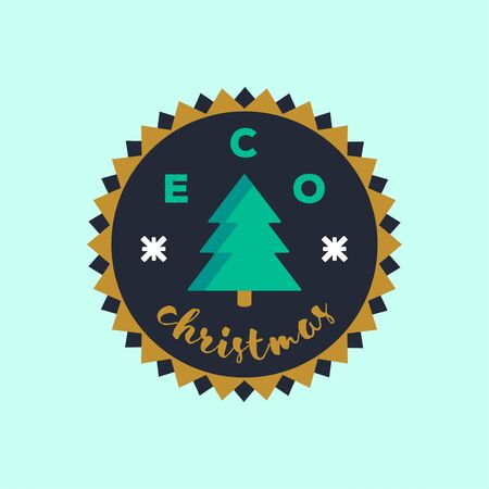 Eco Christmas badge sticker. Environmental conservation concept.のイラスト素材